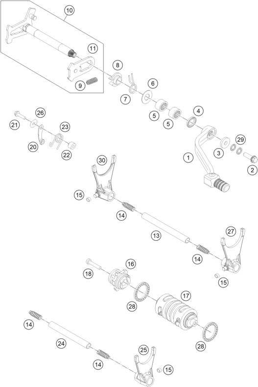 Sprängskiss: Shifting Mechanism – KTM 500 EXC SIX DAYS 2014