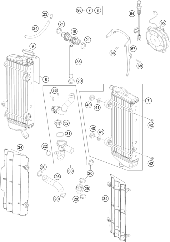 Sprängskiss: Cooling System – KTM 500 EXC SIX DAYS 2014