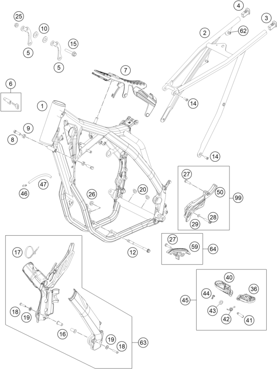 Sprängskiss: Frame – KTM 500 EXC SIX DAYS 2014