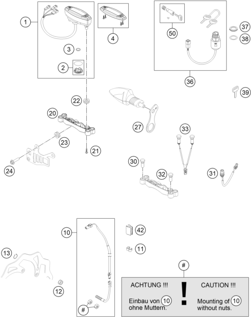 Sprängskiss: Instruments / Lock System – KTM 500 EXC 2014