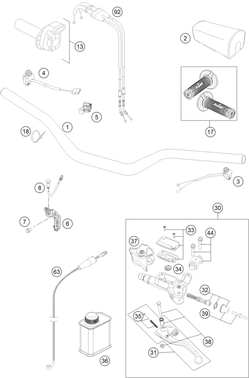 Sprängskiss: Handlebar, Controls – KTM 450 SX-F FACTORY EDITION 2014