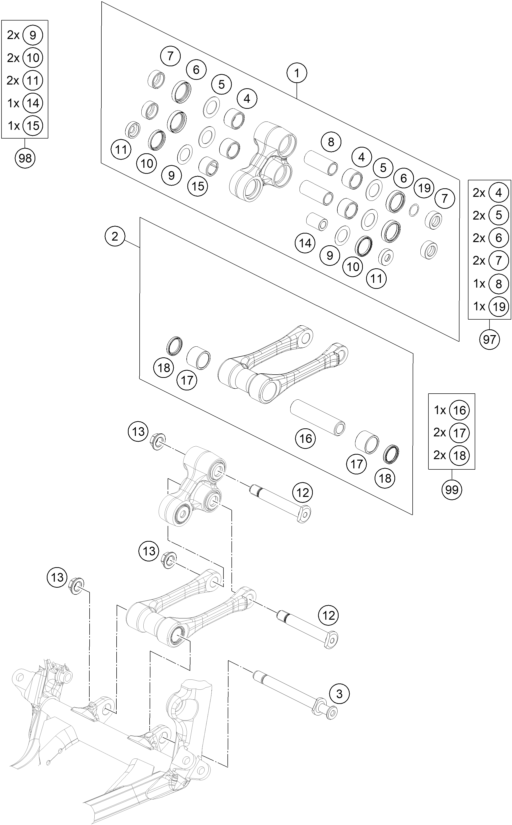 Sprängskiss: Pro Lever Linking – KTM 450 XC- F 2015