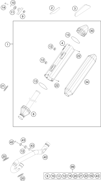 Sprängskiss: Exhaust System – KTM 450 SX-F 2014