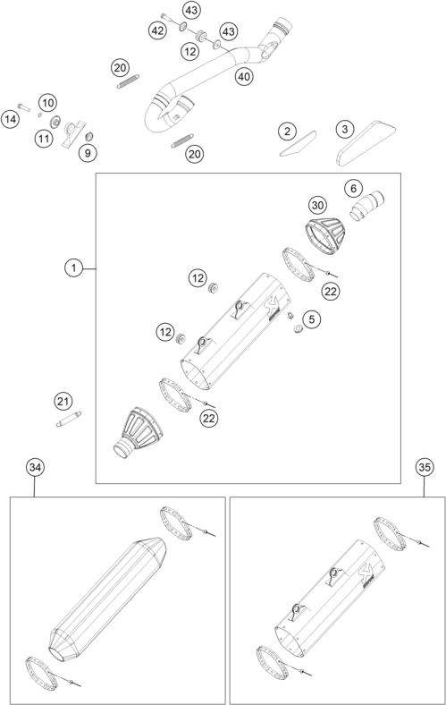Sprängskiss: Exhaust System – KTM 450 SX-F FACTORY EDITION 2014