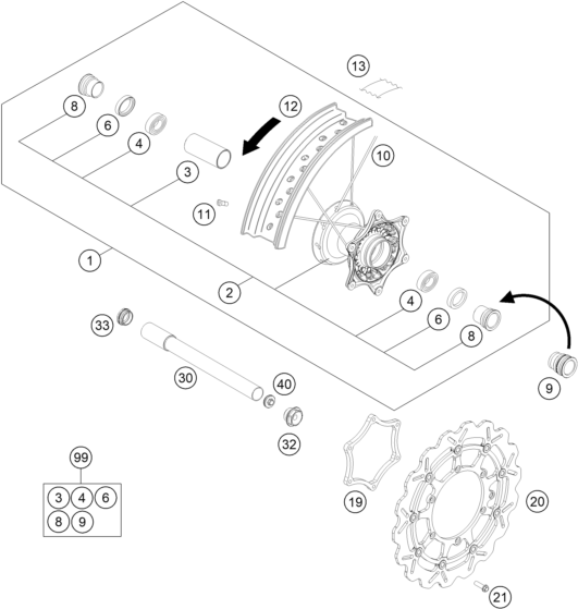 Sprängskiss: Front Wheel – KTM 450 SMR 2014