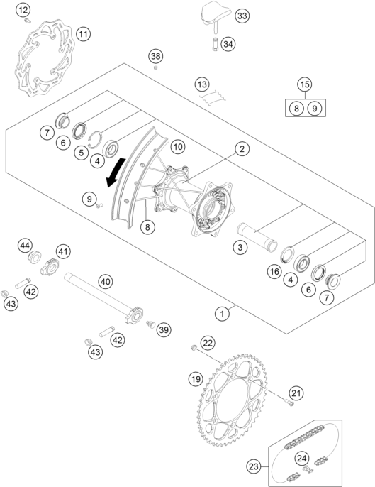 Sprängskiss: Rear Wheel – KTM 250 SX-F FACTORY EDITION 2015