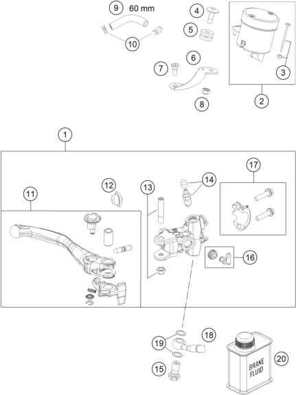Sprängskiss: Front Brake Control – KTM 450 SMR 2026