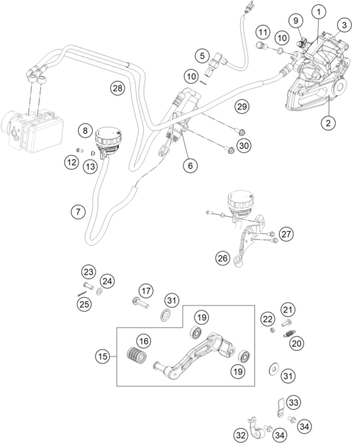 Sprängskiss: Rear Brake Caliper – KTM 125 DUKE ORANGE ABS 2015