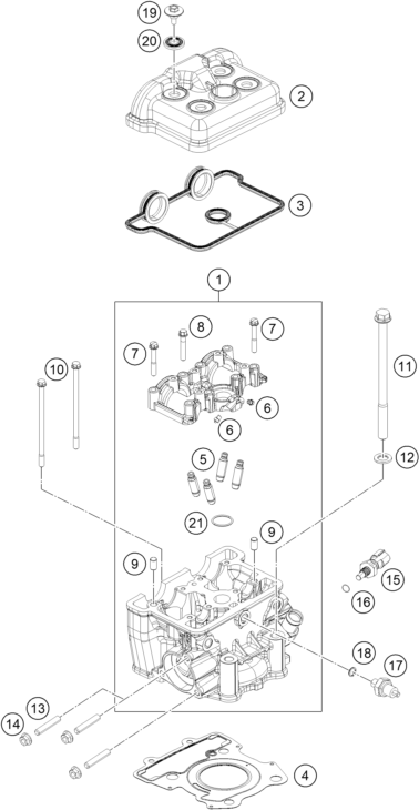 Sprängskiss: Cylinder Head – KTM 125 DUKE ORANGE ABS 2015