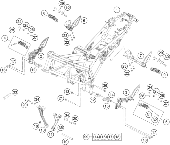 Sprängskiss: Frame – KTM 125 DUKE ORANGE ABS 2015