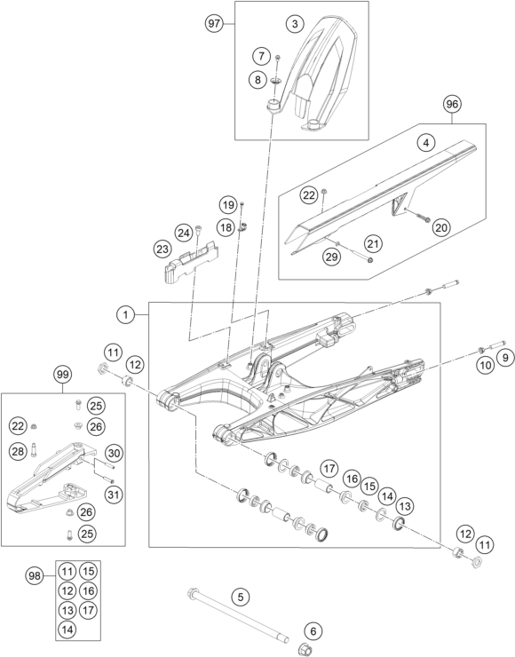 Sprängskiss: Swing Arm – KTM 125 DUKE ORANGE ABS 2015