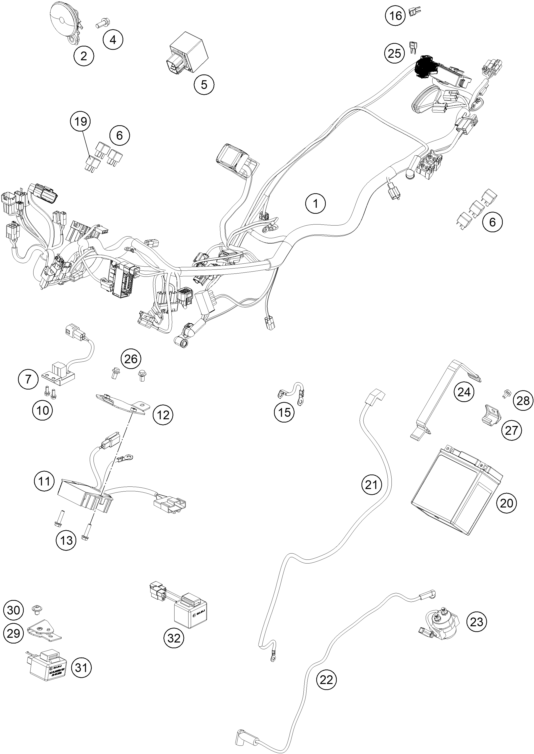 Sprängskiss: Wiring Harness – KTM 390 DUKE WHITE ABS CKD 2014