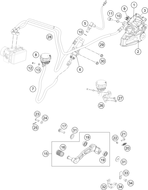 Sprängskiss: Rear Brake Caliper – KTM 390 DUKE BL. ABS B.D. 15