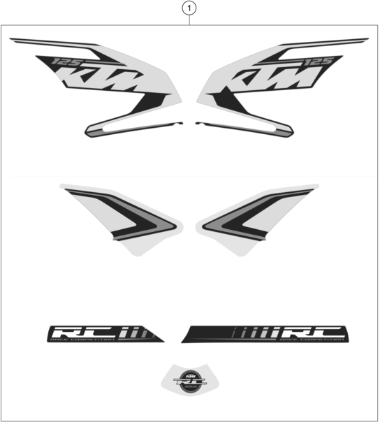 Sprängskiss: Decal – KTM RC 125 BLACK ABS B.D. 2015
