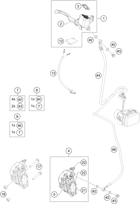 Sprängskiss: Front Brake Caliper – KTM RC 125 BLACK ABS B.D. 2015
