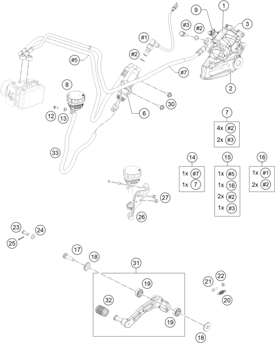 Sprängskiss: Rear Brake Caliper – KTM RC 125 BLACK ABS B.D. 2015