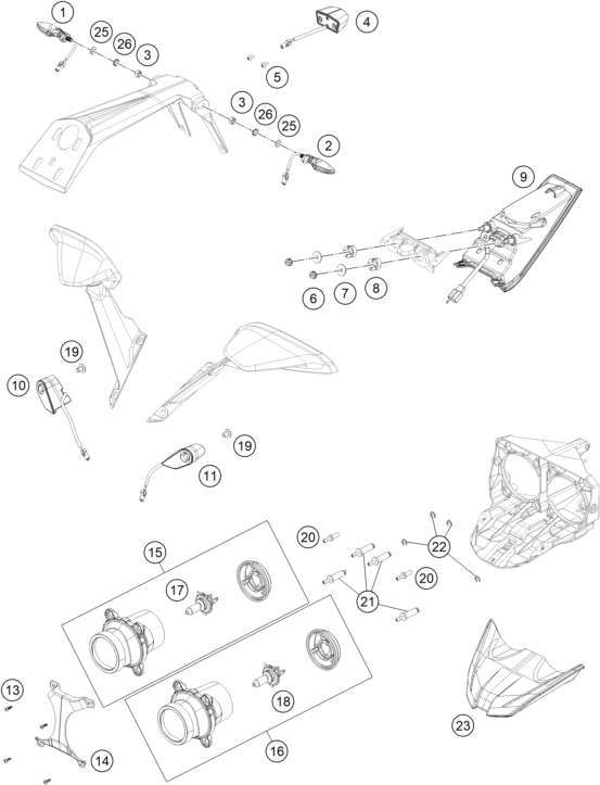 Sprängskiss: Lighting System – KTM RC 125 BLACK ABS B.D. 2015