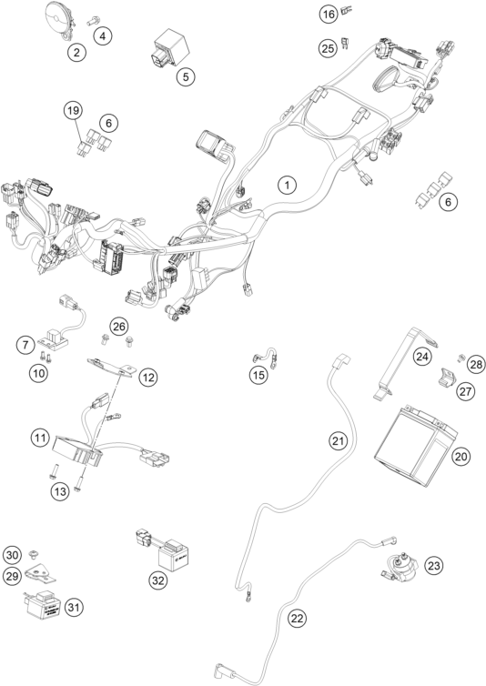 Sprängskiss: Wiring Harness – KTM 200 DUKE WH. w/o ABS CKD 14