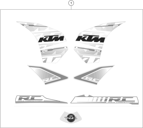 Sprängskiss: Decal – KTM RC 390 WHITE ABS B.D. 14