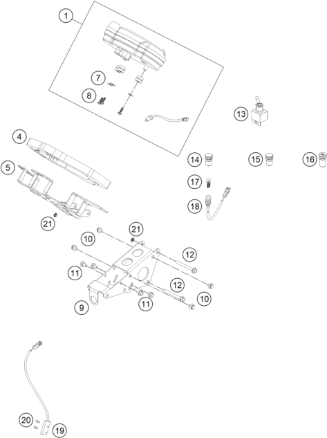 Sprängskiss: Instruments / Lock System – KTM RC 250 R 2014