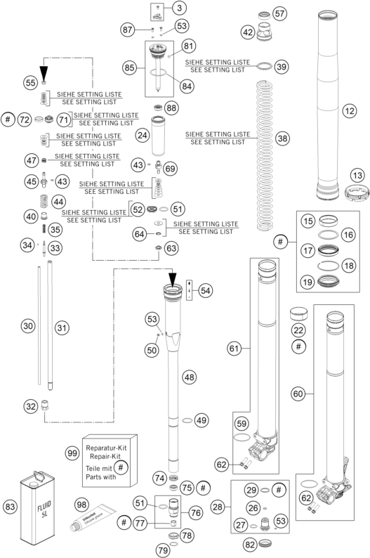 Sprängskiss: Front Fork Disassembled – KTM 150 SX 2015