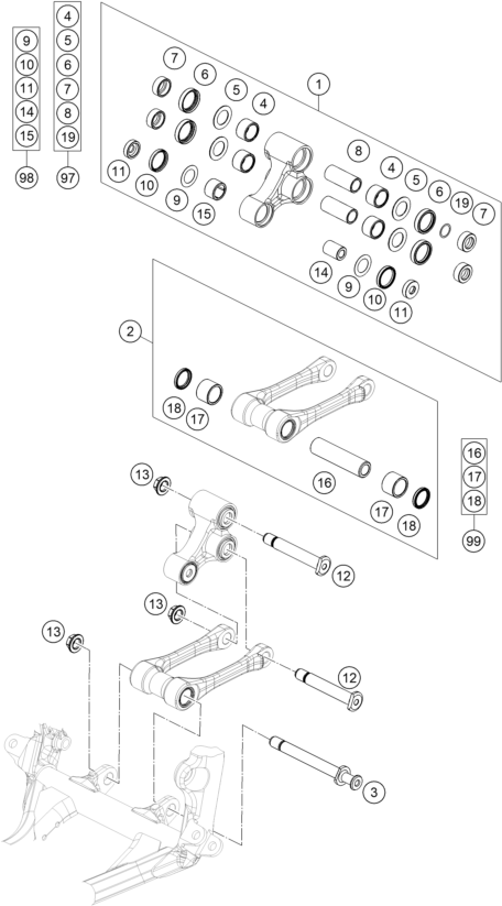 Sprängskiss: Pro Lever Linking – KTM 150 SX 2015