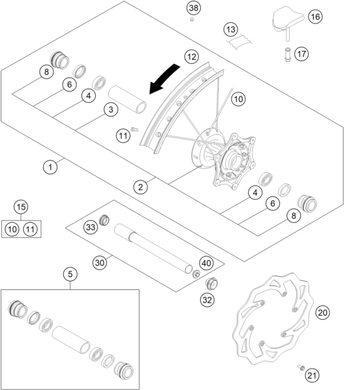 Sprängskiss: Front Wheel – KTM 150 SX 2015
