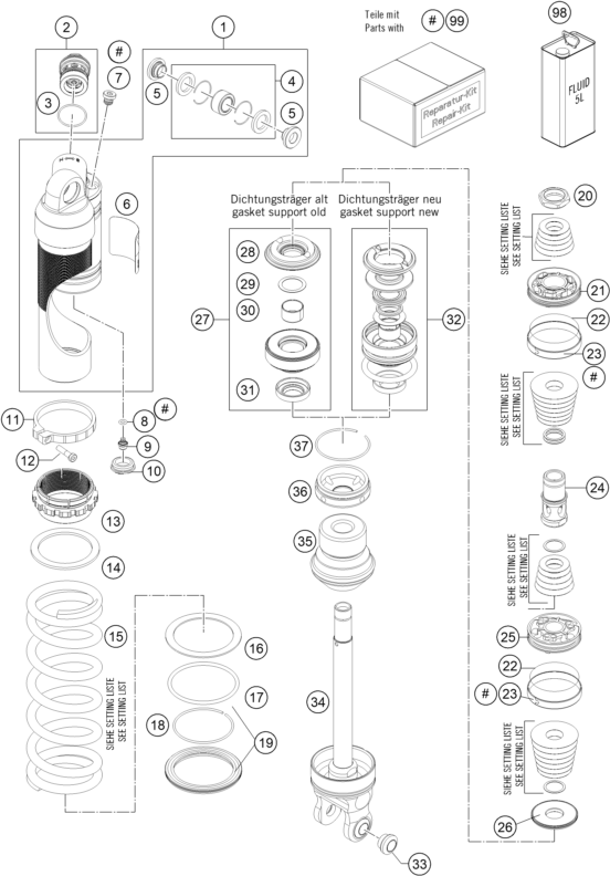 Sprängskiss: Shock Absorber Disassembled – KTM 200 EXC 2015