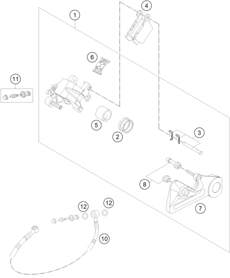 Sprängskiss: Rear Brake Caliper – KTM 450 EXC SIX DAYS 2015