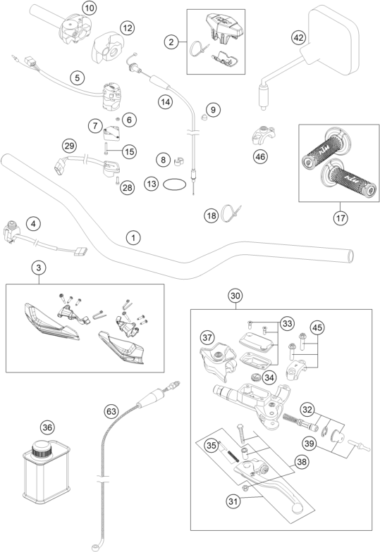 Sprängskiss: Handlebar, Controls – KTM 300 EXC CKD 2015