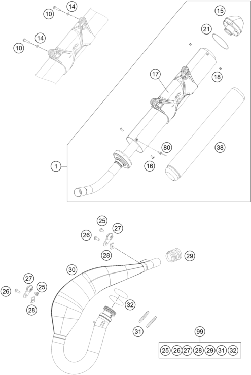 Sprängskiss: Exhaust System – KTM 300 EXC CKD 2015