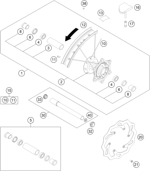 Sprängskiss: Front Wheel – KTM 250 SX 2015