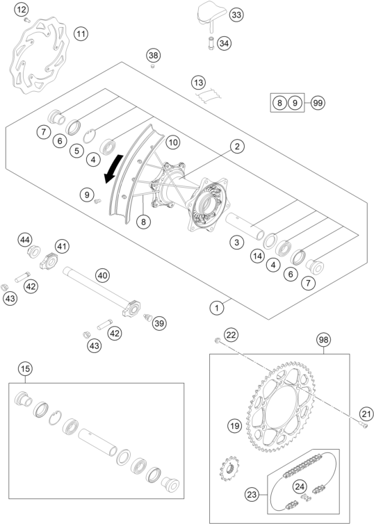 Sprängskiss: Rear Wheel – KTM 300 EXC CKD 2015