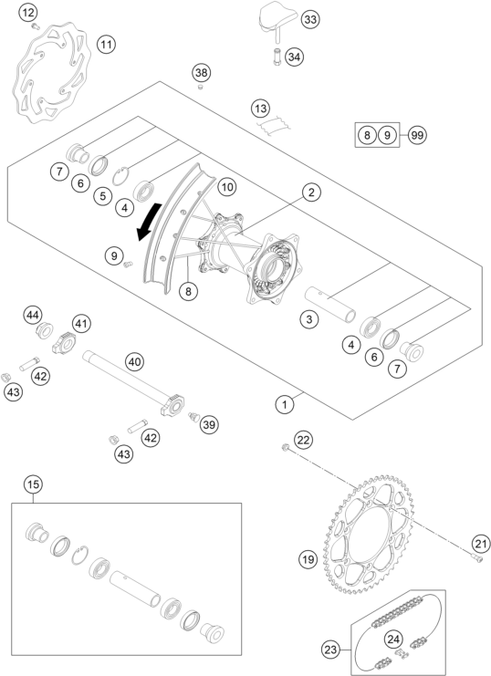 Sprängskiss: Rear Wheel – KTM 250 EXC 2015