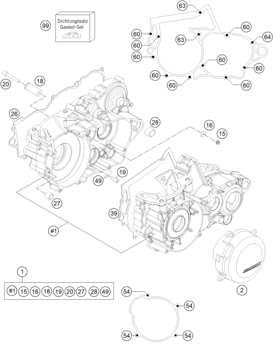 Sprängskiss: Engine Case – KTM 250 SX 2013