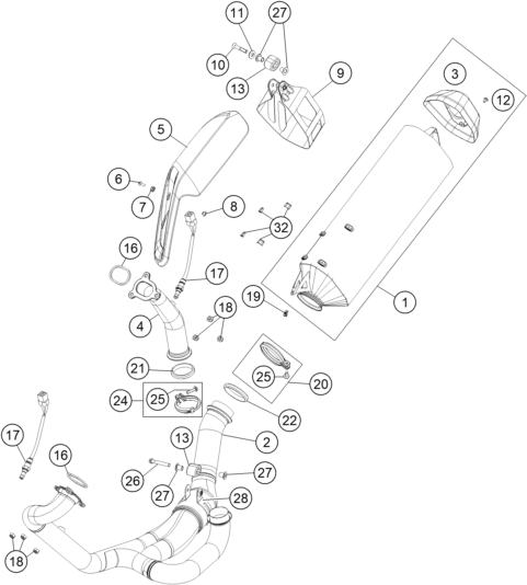 Sprängskiss: Exhaust System – KTM 1050 ADVENTURE ABS 2015