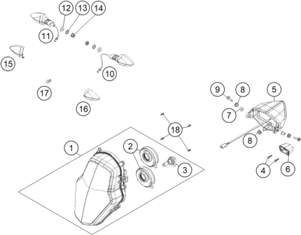 Sprängskiss: Lighting System – KTM 1190 ADVENTURE ABS ORANGE 2016