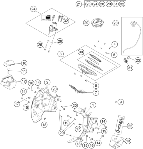 Sprängskiss: Instruments / Lock System – KTM 1190 ADVENTURE ABS GREY 2015