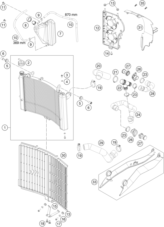 Sprängskiss: Cooling System – KTM 1190 ADVENTURE ABS GREY 2015