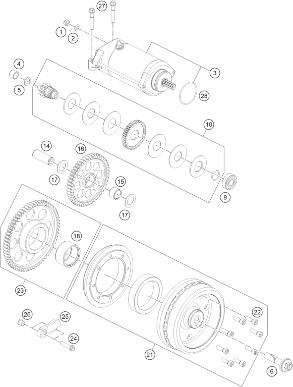 Sprängskiss: Electric Starter – KTM 1390 SUPER DUKE R EVO, black 2024