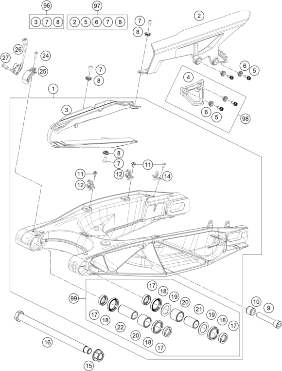 Sprängskiss: Swing Arm – KTM 1290 SUPER ADV. S BLACK 17