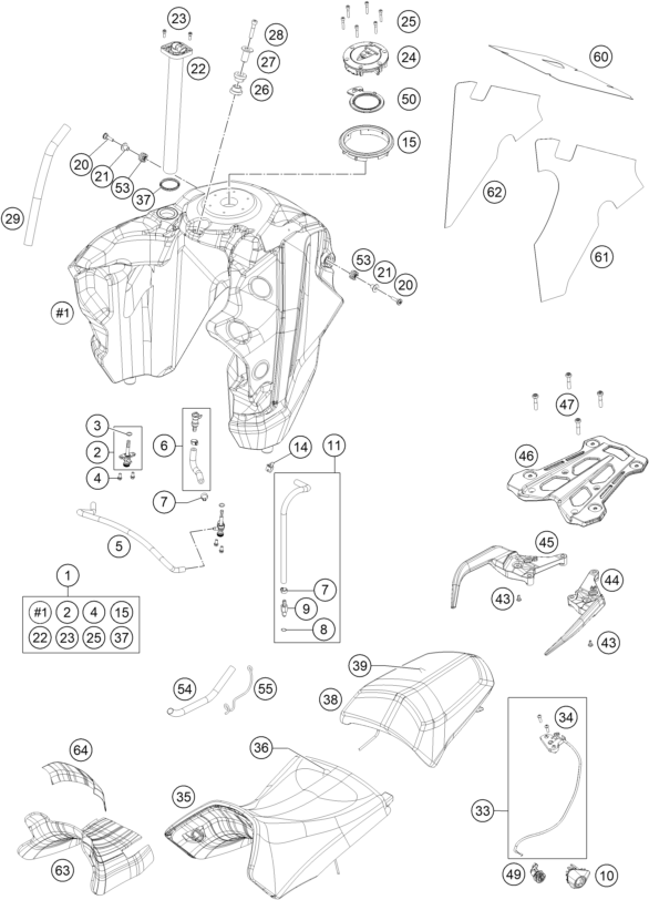Sprängskiss: Tank, Seat – KTM 1290 SUPER ADVENTURE WH ABS 15