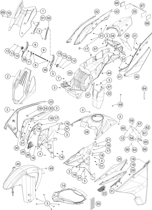 Sprängskiss: Mask, Fenders – KTM 1290 SUPER ADVENTURE WH ABS 15