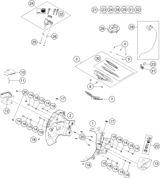 Sprängskiss: Instruments / Lock System – KTM 1290 Super Adventure T 2017