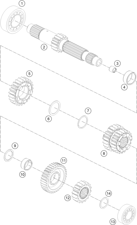 Sprängskiss: Transmission I - Main Shaft – KTM 1290 SUPER ADV. S BLACK 17