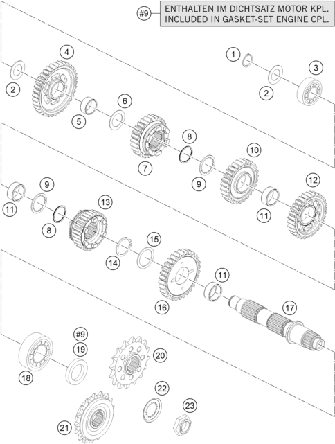 Sprängskiss: Transmission II - Countershaft – KTM 1290 SUPER ADV. S BLACK 17