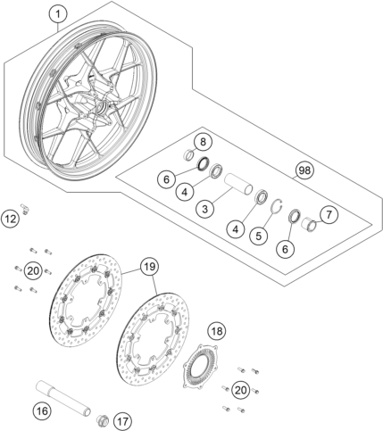 Sprängskiss: Front Wheel – KTM 1050 ADVENTURE ABS 2015