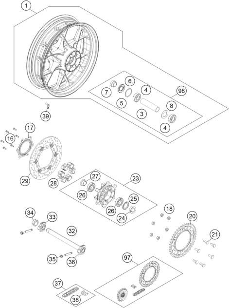 Sprängskiss: Rear Wheel – KTM 1050 ADVENTURE ABS 2015