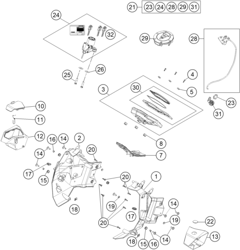 Sprängskiss: Instruments / Lock System – KTM 1050 ADVENTURE ABS 2015