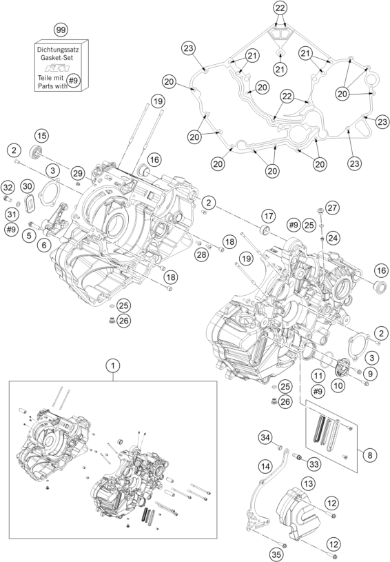 Sprängskiss: Engine Case – KTM 1050 ADVENTURE ABS 2015